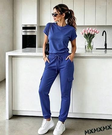 converse majice: Ženski dvodelni trenerka komplet – majica + pantalone sa džepovima — 4