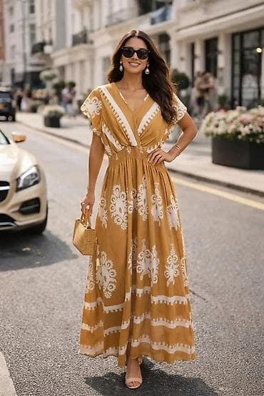 svetlece pidzame cena: Boemska maxi haljina sa etno vezom - Kroj: duga, lepršava maxi — 6