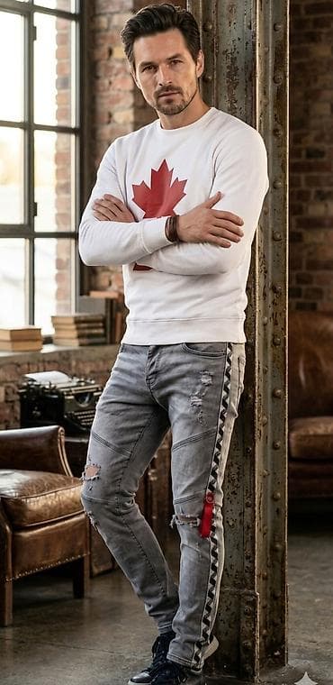 springfield farmerke muske: Komplet: Pantalone i Duks.Muška dukserica – beli duks sa crvenim — 1