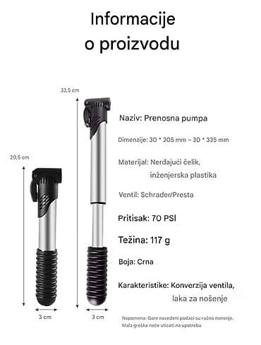 Dečiji bicikli: Nova mala lagana lako prenosiva pumpa. Postiže pritisak 70 PSI — 4