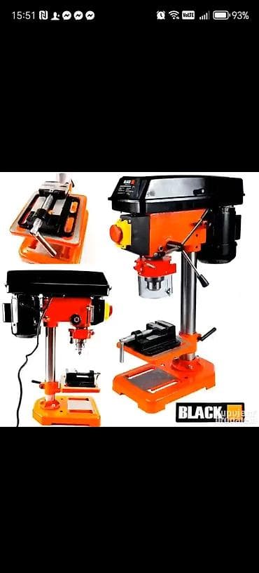 trofazni cirkular za drva: Stona stubna bušilica BLACK sa škripcem - Tip: električna stona — 1