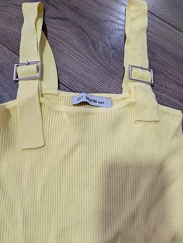 haljine 2023: Ženski bodi Dilvin Knit – žuta boja - Materijal: rebrasta pletena — 2