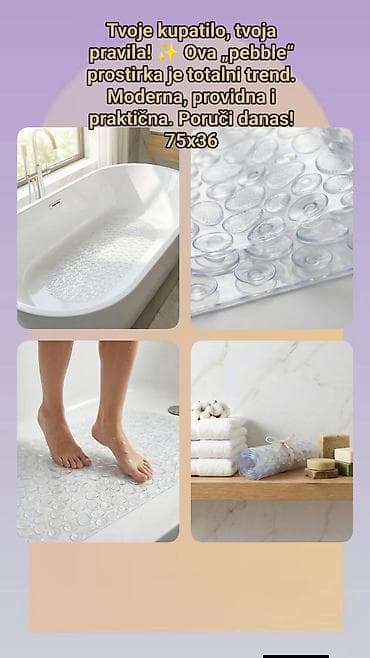 Providna “pebble” prostirka za kadu/tuš – dimenzije 75x36 cm. -
