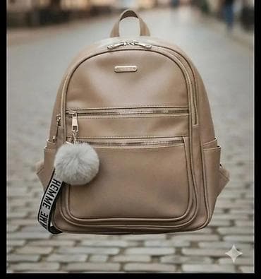 Elegantni ženski ranac – bež/šampanj ton - Materijal: glatka eko-koža