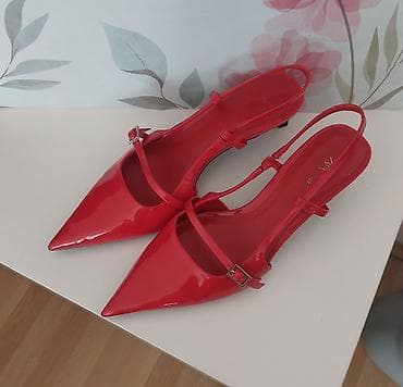 antivarus cipele: Crvene lakovane slingback cipele sa špicastim vrhom i niskom — 2