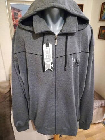 velicine pantalona: Novi muski duks sa kapuljacom u velikom broju Benx 5XL Sivi — 1