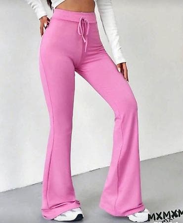 kozne zvoncare: Ženske pantalone sa zvonastim nogavicama i visokim strukom - Model — 4