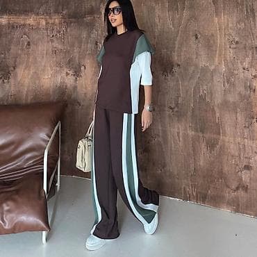 pantalone helanke: Ženski komplet trenerke – bluza i pantalone širokog kroja - — 7