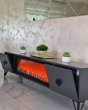 TV komoda sa ugrađenim električnim kaminom - Moderan dizajn sa čistim