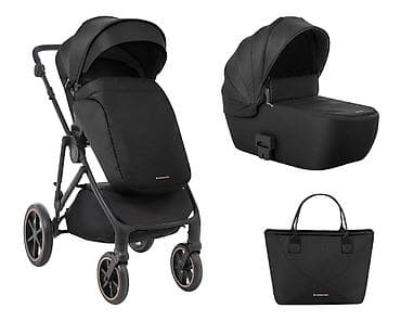 zimski skafanderi za bebe: KIKKA BOO Kolica THEA black set 2u1 sa tvrdom korpom – SKU: KKB2 — 2