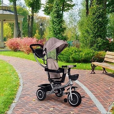 gnezdo za bebe dexy co: 2u1 tricikl sa rotirajućim sedištem i sklopivom tendom – ECOTOYS, bež — 3