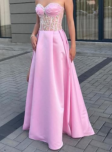 baletanke elegantne: Svečana duga haljina u nežno roze boji. - Kroj: A-linija sa visokim — 6
