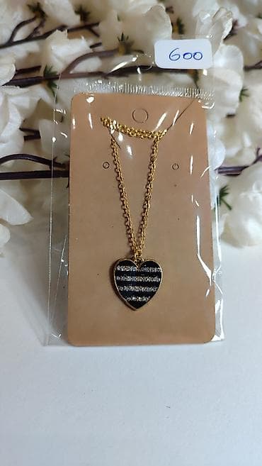 klompe sa platformom: Ogrlica sa priveskom srce – zlatne boje - Lančić finog, klasičnog — 3