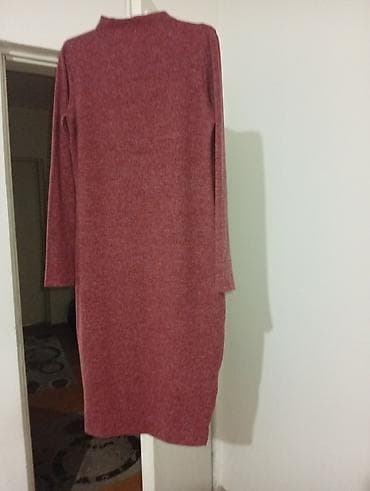 Pletena haljina – bordo/boja vina - Kroj: ravna silueta, dužina do