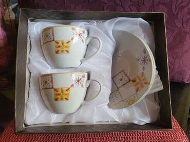 solja za trimer: Solje nove porcelanske za dvoje. Komada. 2. Tacne. 13,5cm. Solje — 4