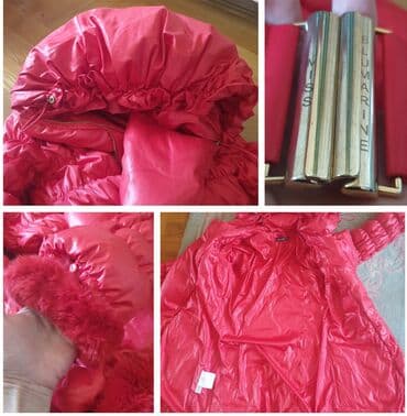krzno za jakne: BLUMARINE jeans original fazonska crvena stepana perjana jakna sa — 4