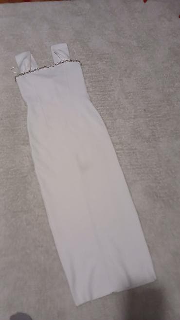torba za rame: Elegantna bela midi haljina bez rukava, uskog kroja (bodycon), sa — 2