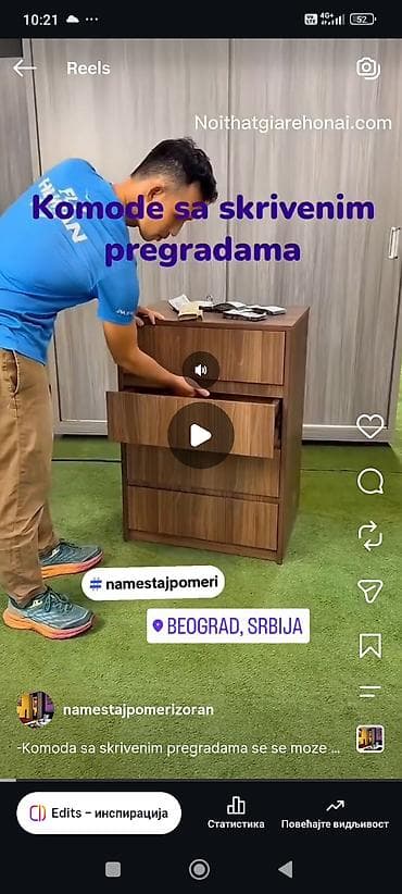 -Komoda  sa skrivenim pregradama se se moze izraditi od materijala kao