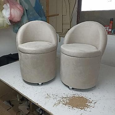 sive trpezarijske stolice: Tapacirane stolice/taburei sa naslonom – model “barrel” - Elegantna — 2