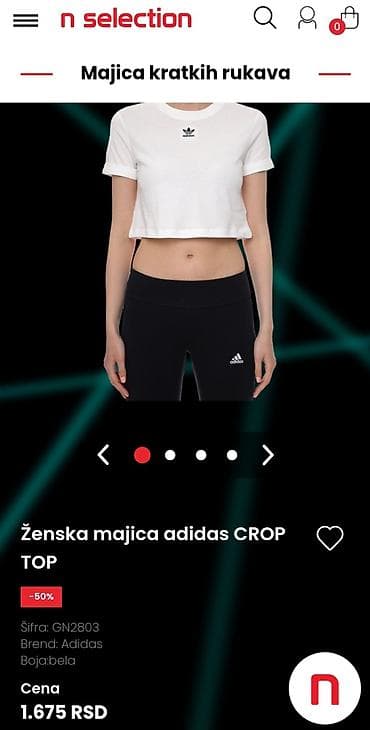 guess torbice cena: Ženska majica adidas CROP TOP - Kroj: kratka (crop), ravnog pada — 2