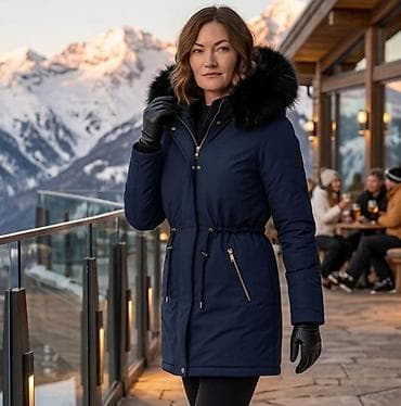 Ženska zimska parka jakna – tamnoplava - Topla i elegantna parka