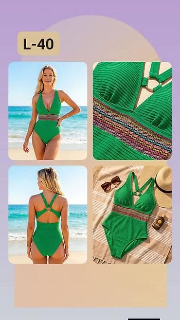 pantalone za plažu: Jednodelni ženski kupaći kostim – veličina L (40) - Boja: živo zelena — 1