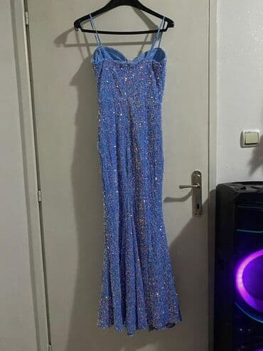 Bershka S, color - Light blue, Evening, With the straps — 7