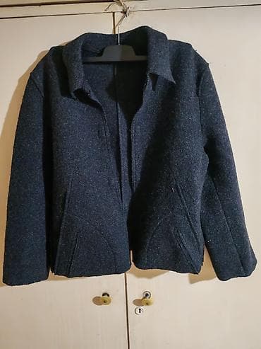 Ženska zimska jakna/kaput – tamno siva, vuneni izgled - Klasičan kroj