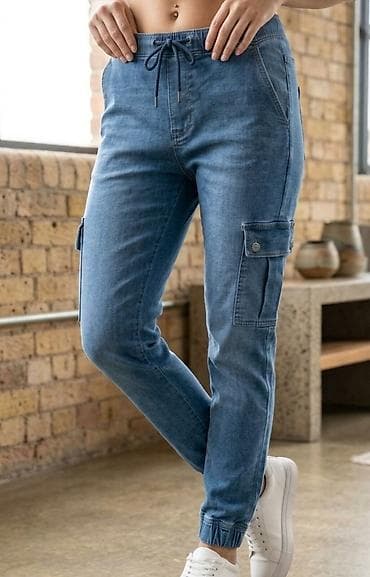 avon luxe puder nijanse: Ženske džoger farmerke sa cargo džepovima - Materijal: lagani denim — 1