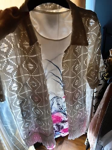 set za negu bebe: Ženska letnja kombinacija – bluza bez rukava + heklani kardigan - — 4
