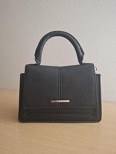 muske torbice kozne: Elegantna crna mini torba sa ručkom - Materijal: veštačka koža sa — 1
