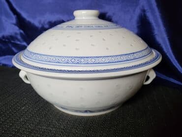 vatrostalne posude sa poklopcem akcija: Corbaluk jing dezen,pirincani porcelan iz 70ih. Corbaluk je perfektan — 6