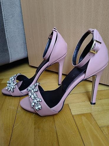 patike na lepljenje: Elegantne ženske sandale sa visokom štiklom - Boja: puder roze - — 4