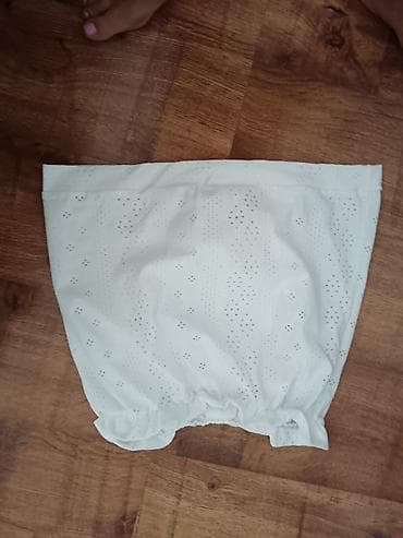 bodi steznik b: Bela ženska bluza/top bez bretela (strapless), od laganog pamučnog — 1