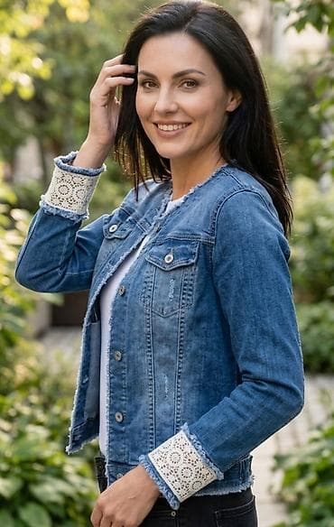 hm kapa: Ženska teksas jakna sa diskretnim vintage detaljima. Klasičan kroj do — 1