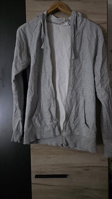 Dukserice: Siva dukserica sa rajsferšlusom i kapuljačom - Boja: svetlosiva — 1