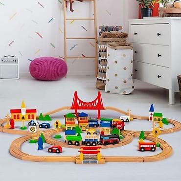 bozicni voz igracka: DRVENA SET ŽELEZNICA NA BATERIJE – 90 elemenata | ECO TOYS Šifra — 3