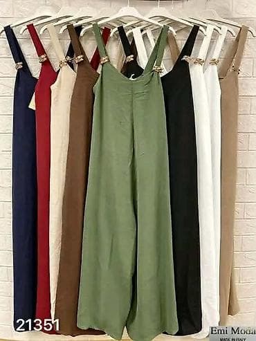 bež pantalone: Ženski široki jumpsuit (model 21351) - Kroj: ležeran, extra široke — 2