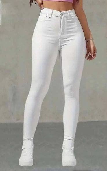 plava bunda: Ženske skinny farmerke – visok struk, rastegljive - Kroj: uske — 1