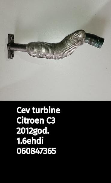 Cev turbine za Citroën C3, motor 1.6 e-HDi, godište 2012. Metalna na lalafo.rs Cev turbine za Citroën C3, motor 1.6 e-HDi, godište 2012. Metalna