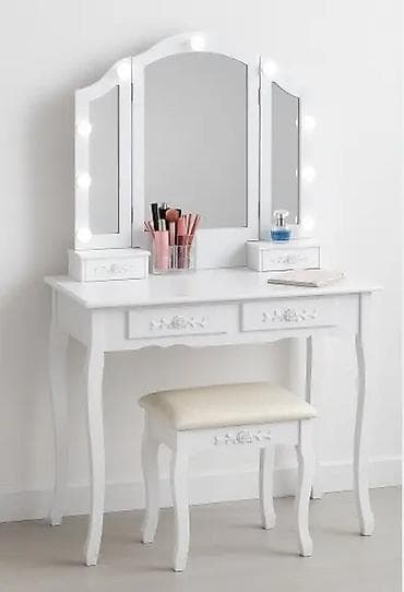 nogice za komode: Toaletni sto sa ogledalom i rasvetom - Elegantna bela konzola sa — 2
