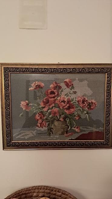 Kućna hemija i proizvodi za kuću: Ručni goblen – buket makova u vazi - Tehnika: klasični ručni vez — 2