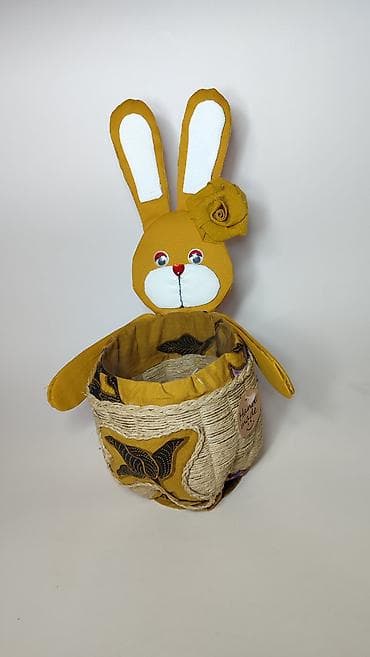 Slike i ramovi: Dekorativna korpa u obliku zeke - Ručno rađena korpica sa glavom i — 5