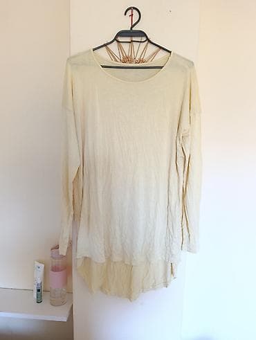 pull and bear haljine: Dugačka bež/blago krem tunika sa dugim rukavima. Lagana, prozračna — 1