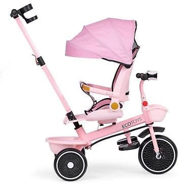ECOTOYS 2u1 tricikl sa rotirajućim sedištem i sklopivom tendom – Pink