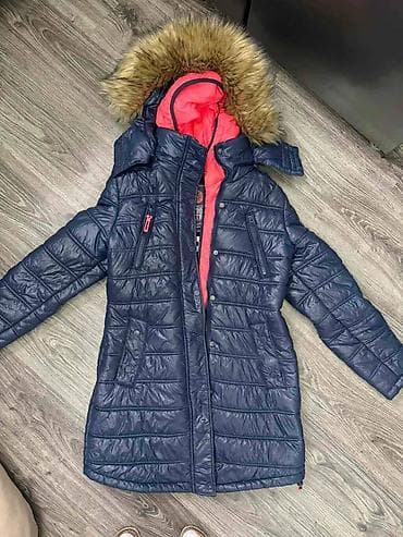 RETRO JEANS teget zimska jakna, sve se skida. Krzno, unutrašnji deo