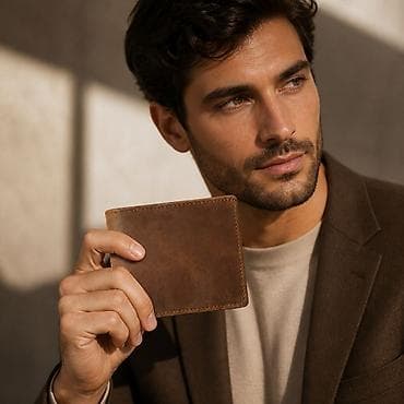 Muški kožni novčanik – klasičan bifold dizajn - Materijal: prava
