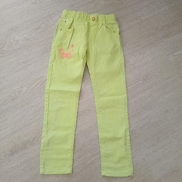 za decake: Dečije pantalone – svetložute/neon limeta boje - Model: uske/skinny — 2