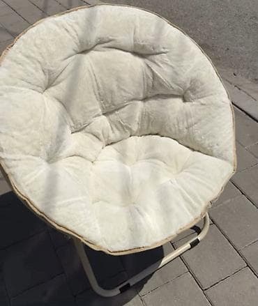 stilske rucice za namestaj: Papasan stolica sa jastu-kom – bež/ekru - Široko, duboko, okruglo — 1