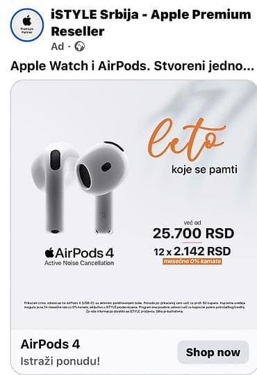 stalci za zvucnike: 1)Nove neotpakovane AirPods 4 slušalice 2)Originalno pakovanje 3)100% — 3